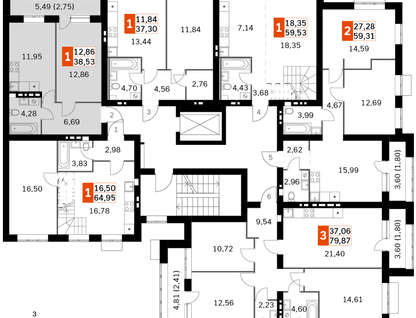 1-к. квартира, 38&nbsp;м²