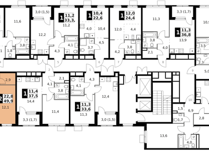 2-к. квартира, 49&nbsp;м²