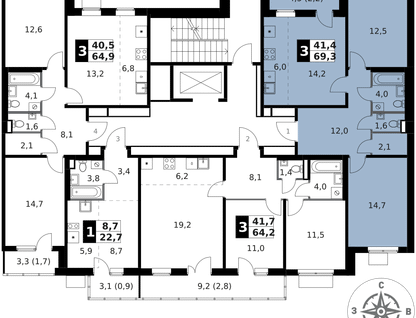 3-к. квартира, 69&nbsp;м²