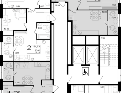 2-к. квартира, 63&nbsp;м²