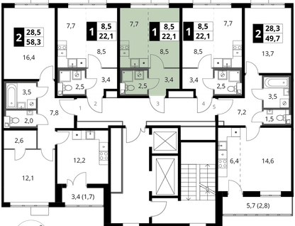 Студия, 22 м²