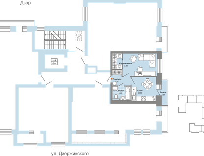 1-к. квартира, 34&nbsp;м²