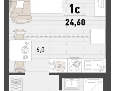Студия, 24,6 м²