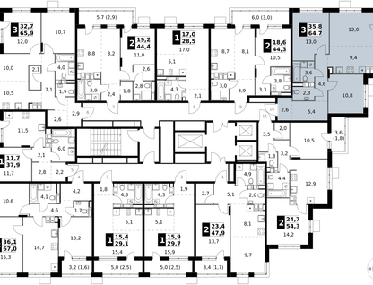 3-к. квартира, 64&nbsp;м²