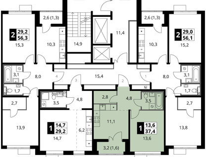 1-к. квартира, 37&nbsp;м²