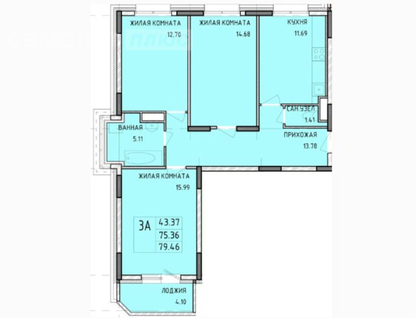 3-к. квартира, 79,5&nbsp;м²