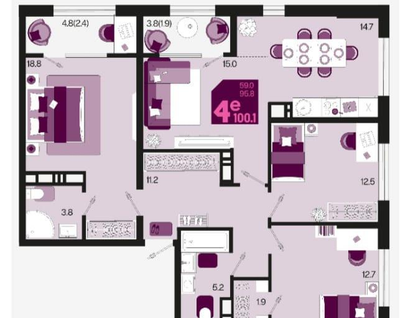 4-к. квартира, 100,1&nbsp;м²