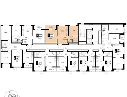 2-к. квартира, 53 м²