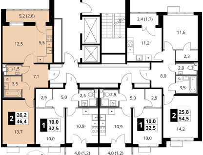 2-к. квартира, 46&nbsp;м²
