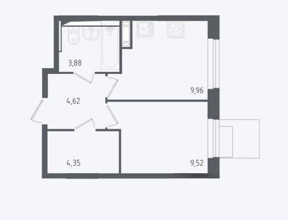 1-к. квартира, 32,3&nbsp;м²