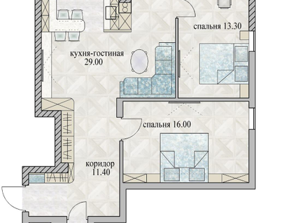 2-к. квартира, 74,5&nbsp;м²