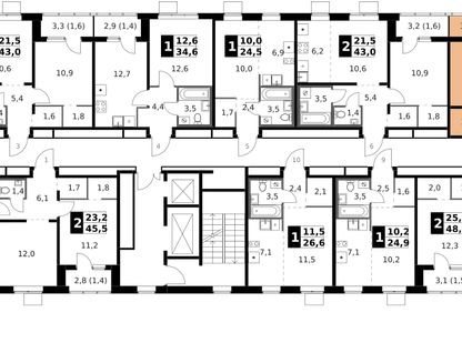 2-к. квартира, 45&nbsp;м²
