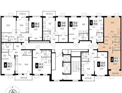 2-к. квартира, 49&nbsp;м²
