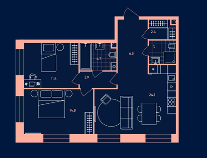 3-к. квартира, 70,2&nbsp;м²