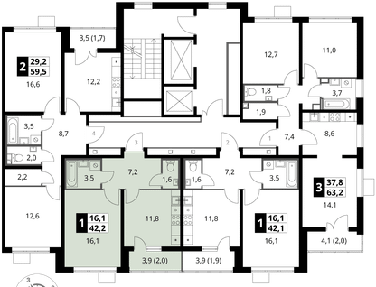 1-к. квартира, 42&nbsp;м²