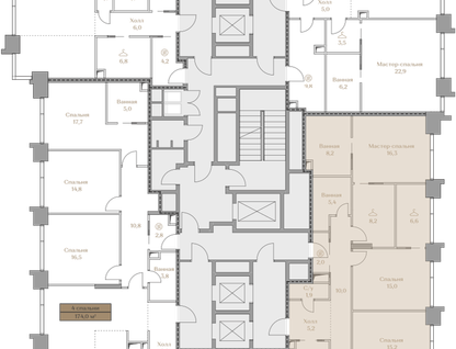 3-к. квартира, 143&nbsp;м²