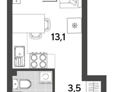 Студия, 20&nbsp;м²
