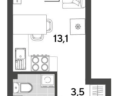 Студия, 20&nbsp;м²