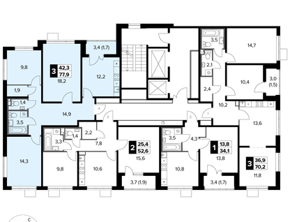 3-к. квартира, 77&nbsp;м²