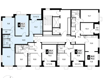 3-к. квартира, 77&nbsp;м²