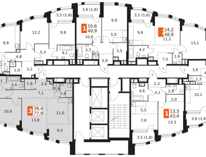 3-к. квартира, 77 м²