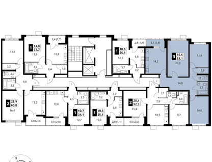 3-к. квартира, 83&nbsp;м²