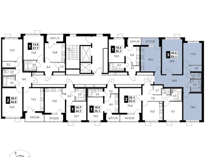 3-к. квартира, 83&nbsp;м²