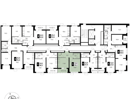 1-к. квартира, 38&nbsp;м²