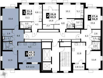 3-к. квартира, 67 м²
