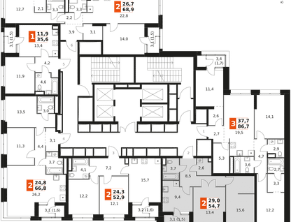 2-к. квартира, 54 м²