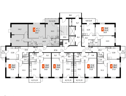 3-к. квартира, 87&nbsp;м²