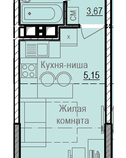 Студия, 22&nbsp;м²