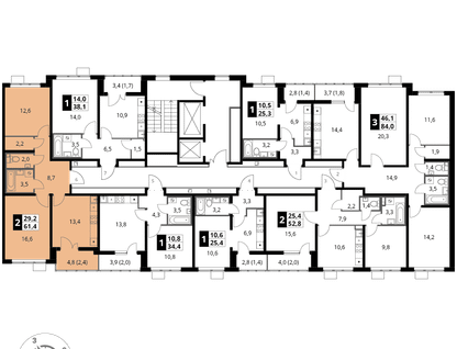 2-к. квартира, 61&nbsp;м²