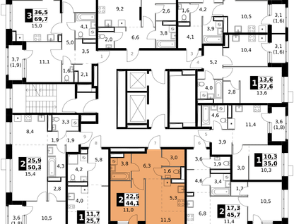 2-к. квартира, 44 м²