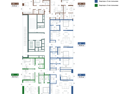 1-к. квартира, 56 м²