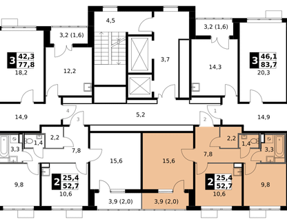 2-к. квартира, 52 м²