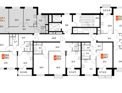 2-к. квартира, 56,5&nbsp;м²