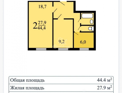 2-к. квартира, 44,7 м²