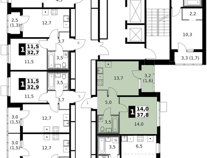 1-к. квартира, 38&nbsp;м²
