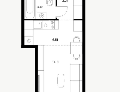 1-к. квартира, 24,5&nbsp;м²