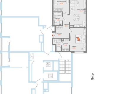 3-к. квартира, 73 м²