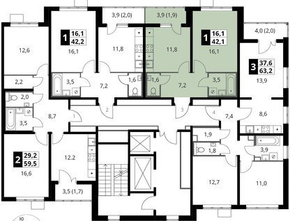 1-к. квартира, 42&nbsp;м²