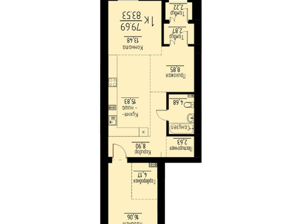 1-к. квартира, 83,5&nbsp;м²