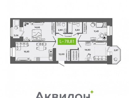 3-к. квартира, 78,2&nbsp;м²