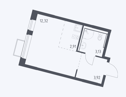 Студия, 22,3&nbsp;м²