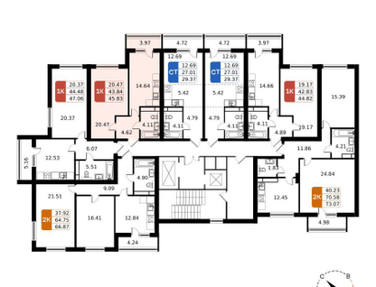 1-к. квартира, 45&nbsp;м²