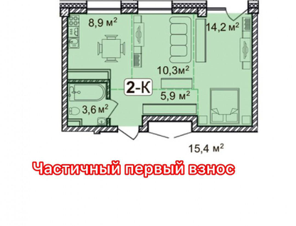 2-к. квартира, 44,7&nbsp;м²