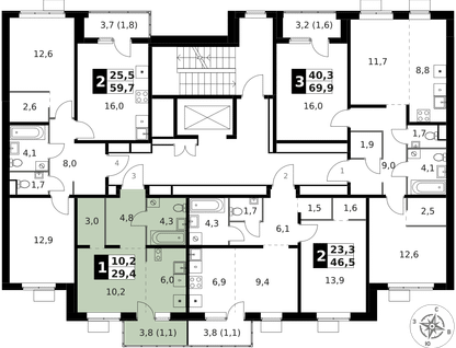 Студия, 29 м²