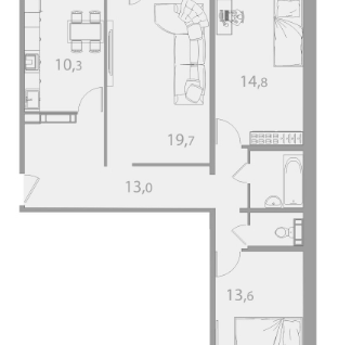 3-к. квартира, 84,2&nbsp;м²