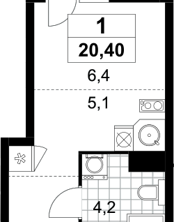 Студия, 20,7 м²